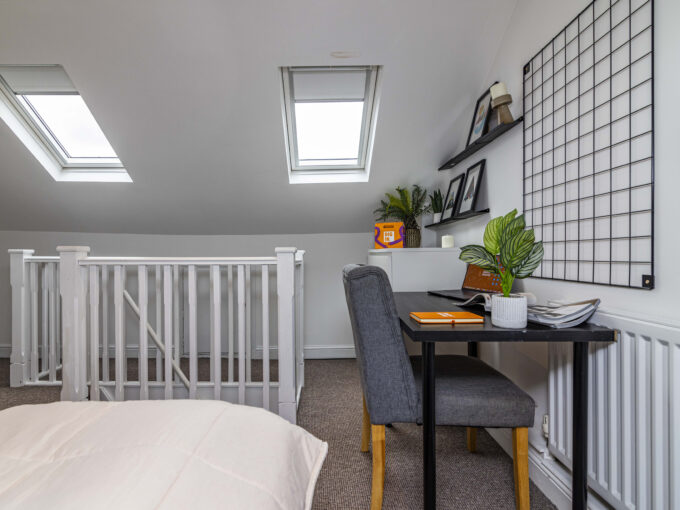 Student bedroom with desk